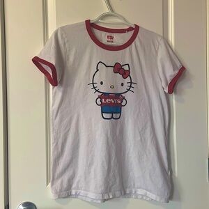 LEVI’S X HELLO KITTY SIZE M Ringer Sanrio Printed Collab T-shirt + Sticker